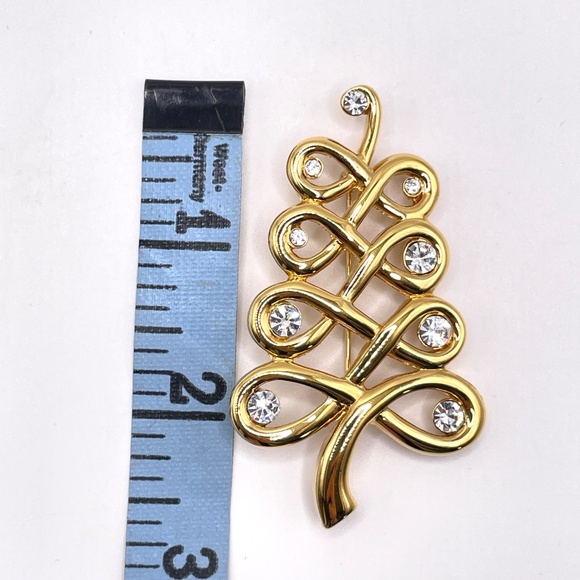 1928 Brand Gold Tone Rhinestone Accent Christmas Tree Pin Brooch - Picture 7 of 8
